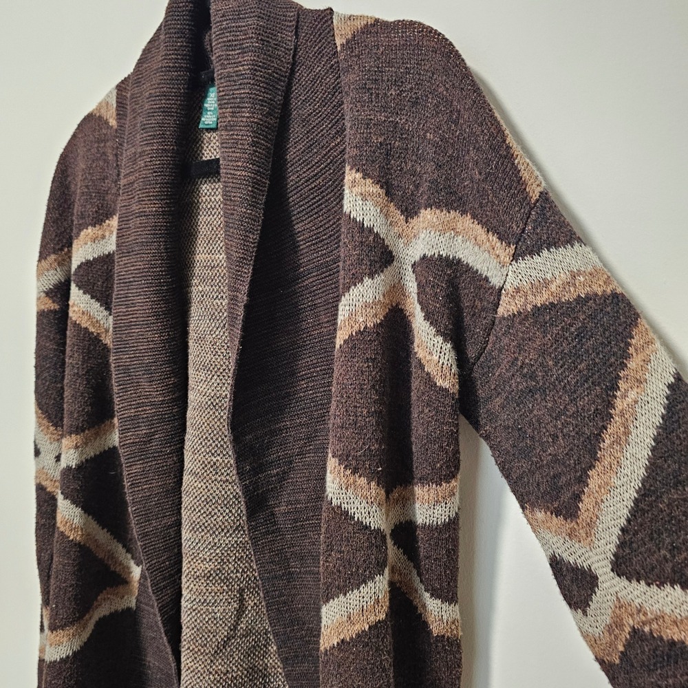 Lauren Ralph Lauren XS Brown Open Front Cardigan Sweater Cotton Linen Western - Picture 4 of 8